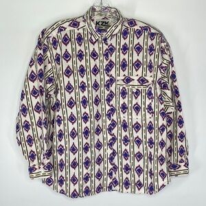 Vintage Ladies KZK Shirt Western Aztek Shirt 1990s Size Large
